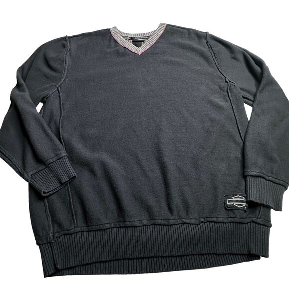 Harley Davidson Knit Pullover Sweater Sweatshirt Ribbed Dark Navy / black XL - Picture 1 of 7